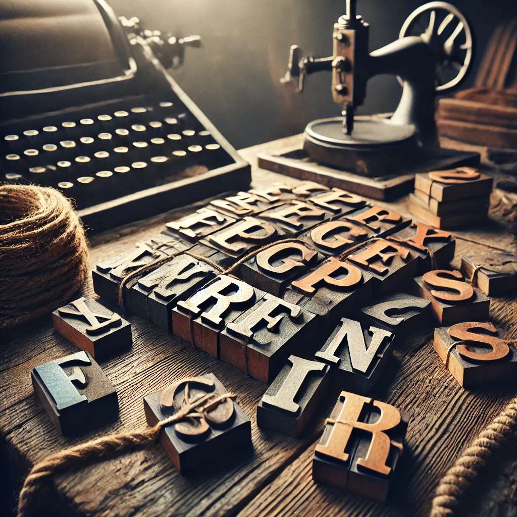 String printing press illustration